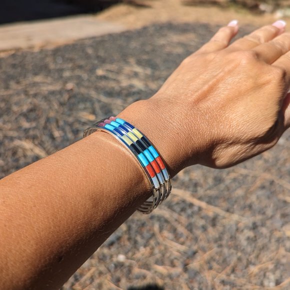 Zuni Cuff Bracelet Genuine NA Jewelry Sterling Silver Native American Sz 6.5*** - Picture 6 of 10